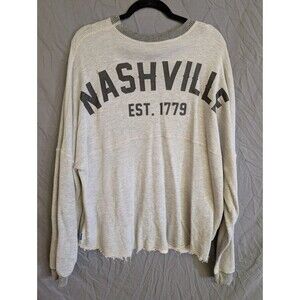 Nashville Spirit Jersey Sweatshirt Unisex Size XL Long Sleeve Shirt Gray Frayed